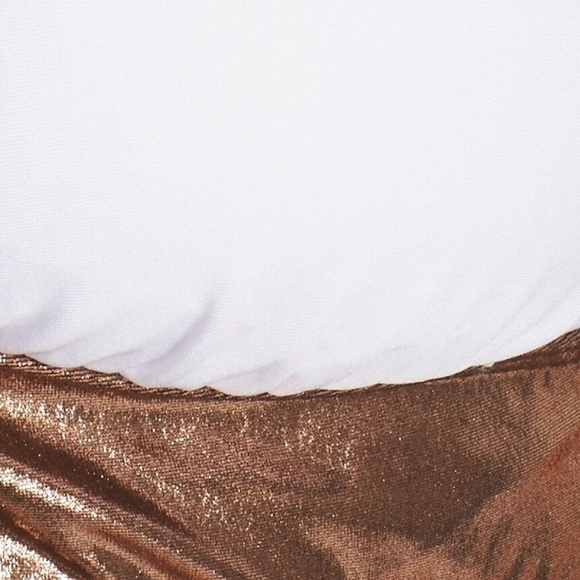 NWT LUXE by Lisa Vogel Premier Metallic‎ Halter Bikini Top in White [SZ 12 ] - Picture 6 of 7